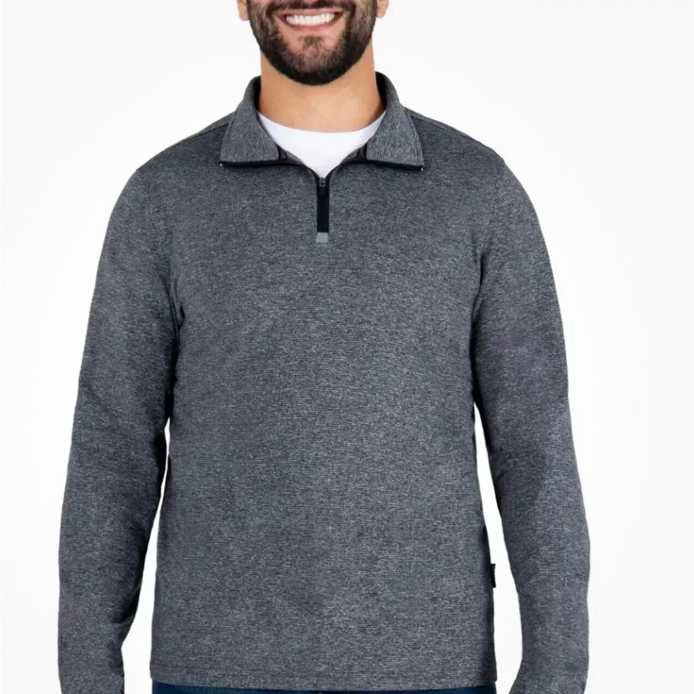 Gerry Men's Long Sleeve 1/4 Zip Pullover, grey, Size M
